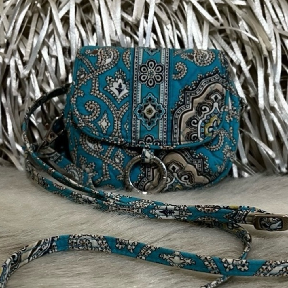 VERA BRADLEY Totally Turq Little Hip Bag Crossbody Belt Bag Brown Medallions
